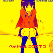 ベッドの上にクロネコ