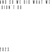 And So We Did What We Didn't Do