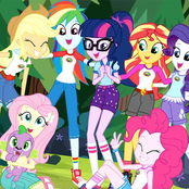 twilight sparkle, sunset shimmer, rainbow dash, apple jack, pinkie pie, rarity & fluttershy