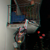 Three Flowers and a Bike on a Balcony