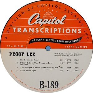 Peggy Lee With Buddy Cole's Four Of A Kind Featuring Guitar By Dave Barbour
