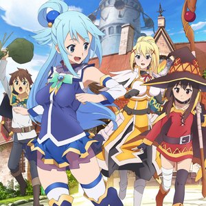 Avatar di Aqua (CV: Sora Amamiya), Megumin (CV: Rie Takahashi), Darkness (CV: Ai Kayano)