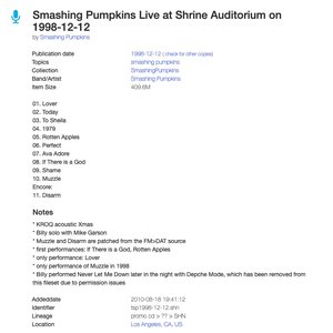 1998-12-12: Shrine Auditorium, Los Angeles, CA, USA