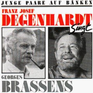 Junge Paare auf Bänken cover