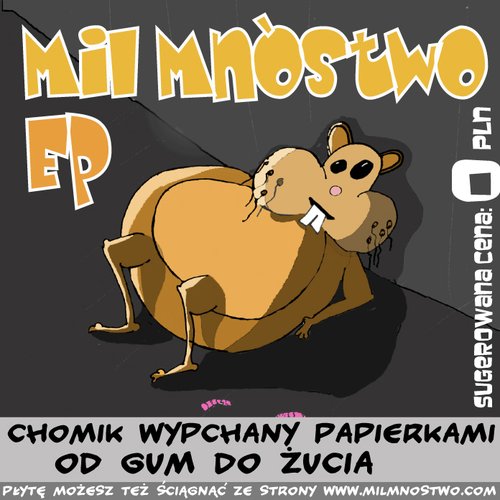 Chomik wypchany papierkami od gum do żucia