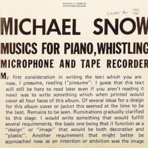 Musics For Piano, Whistling, Microphone And Tape Recorder