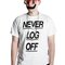 Ben Aqua with NEVER LOG OFF shirt