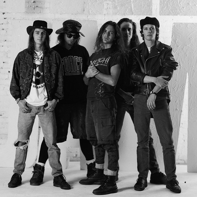 Pearl Jam in early 1991, from the "Ten" photo sessions