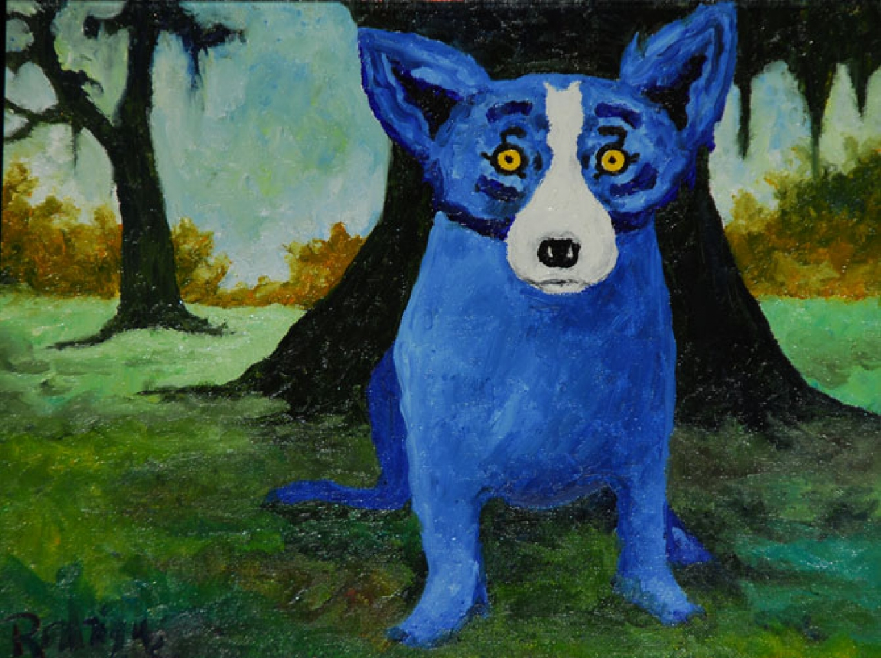 Глаза голубой собаки читать. Держинская синяя собака. Джордж Родриго собака синяя. Голубая собака картина. Картина с синей собакой.