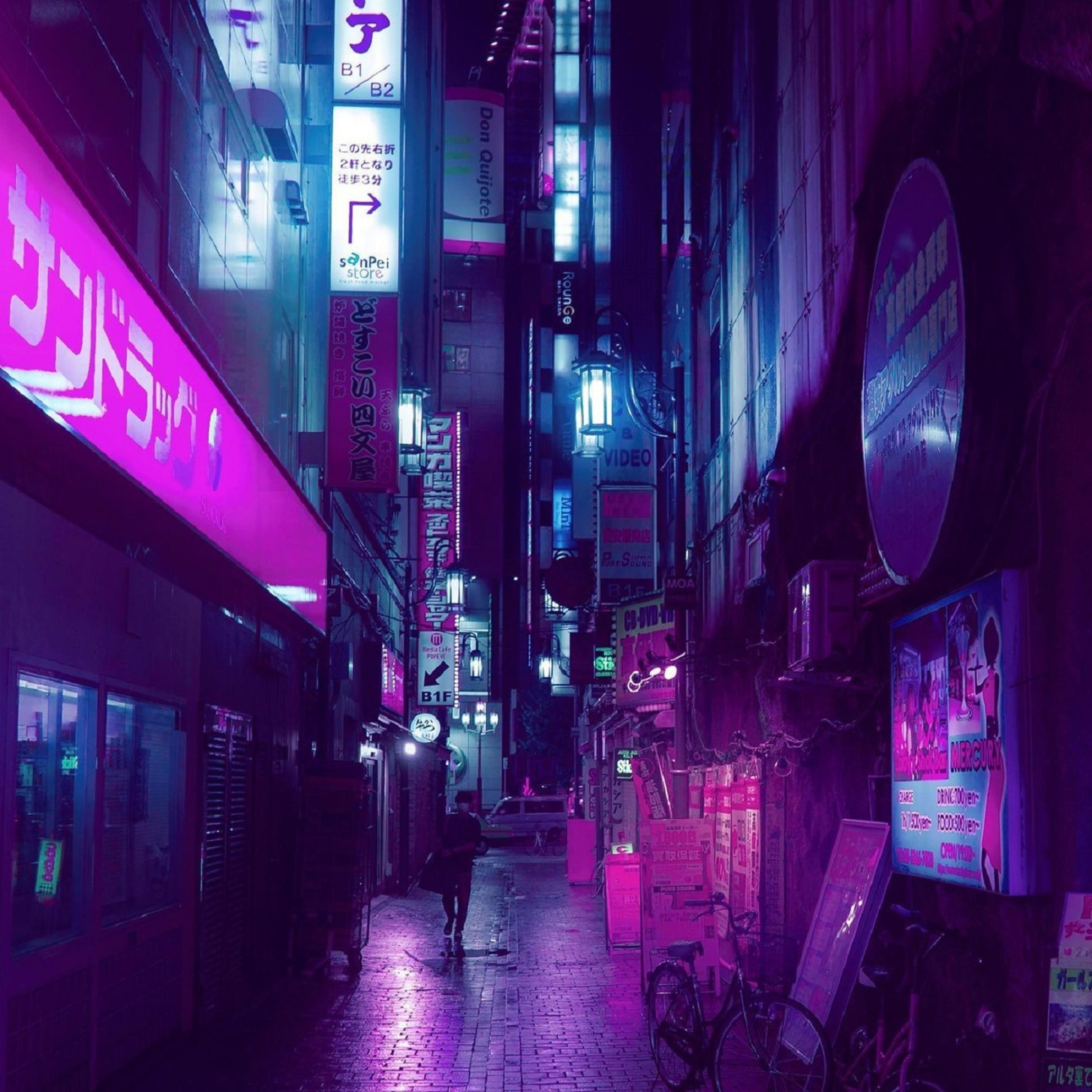 Токийский фиолетовый. Синтвейв Япония. Киберпанк неон Токио.