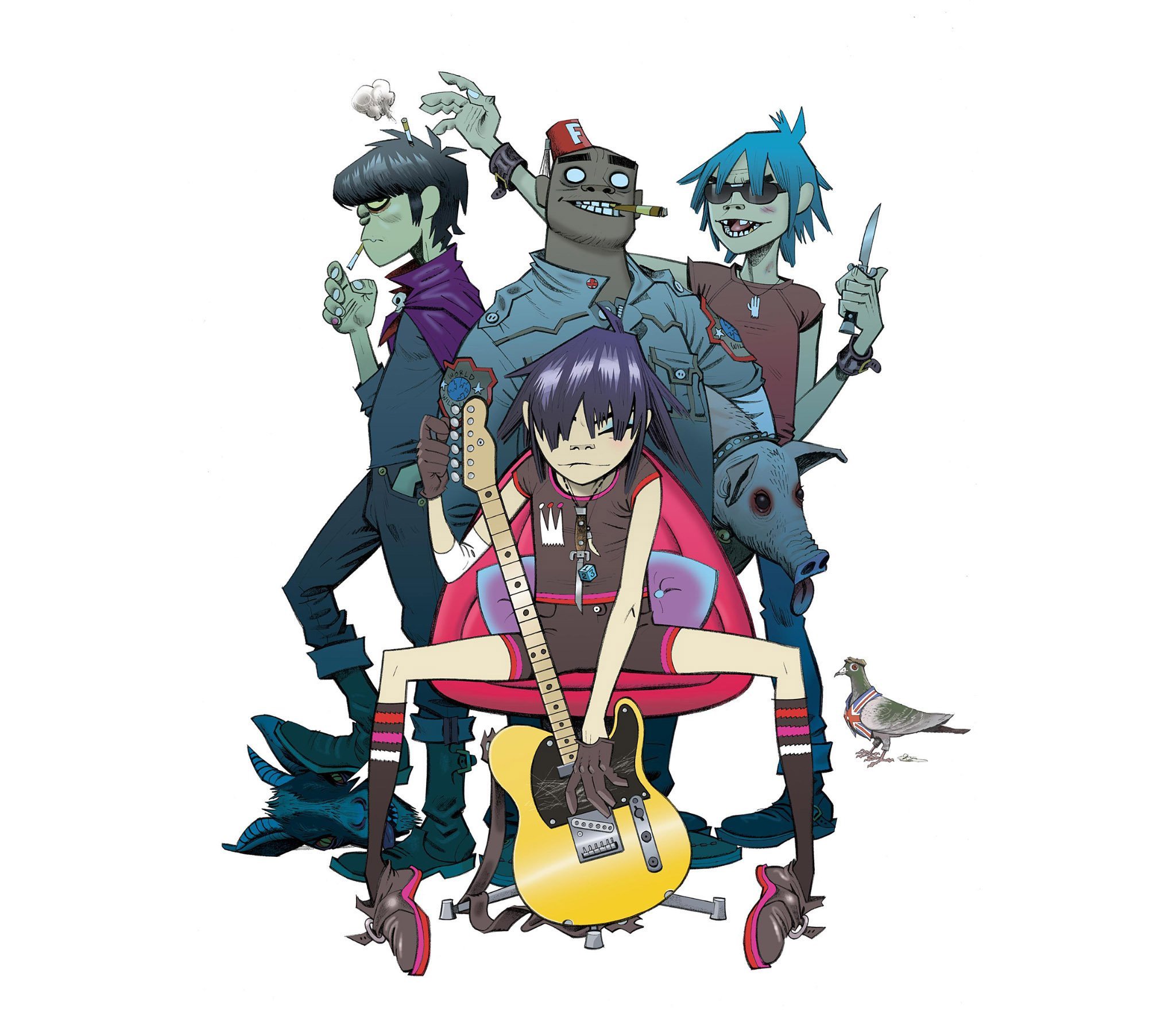 Gorillaz be happy. Группа Gorillaz. Группа гориллаз 2d. 2д гориллаз.