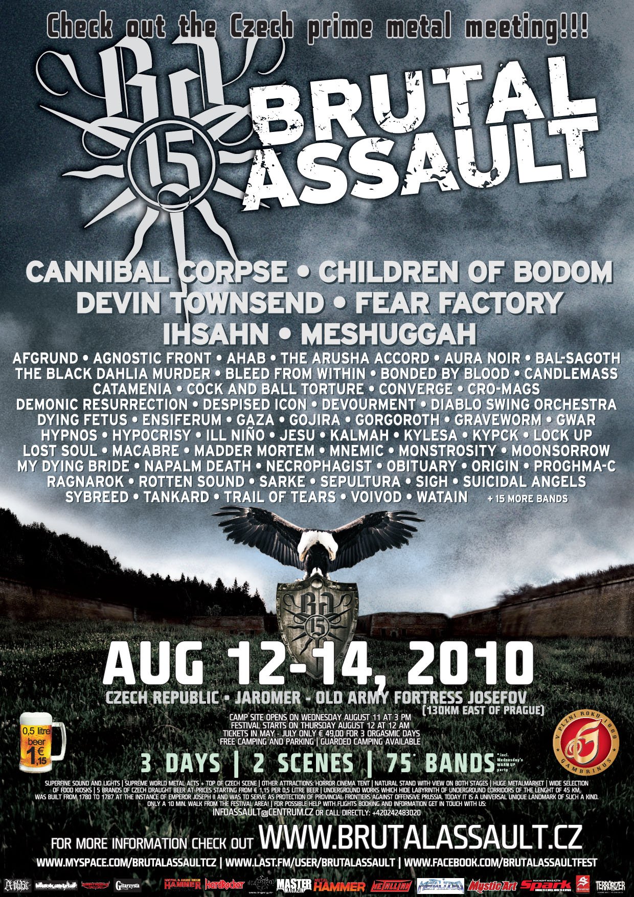 Brutal Assault XV at Vojenská pevnost Josefov (Jaroměř-Josefov) on 12 Aug  2010 