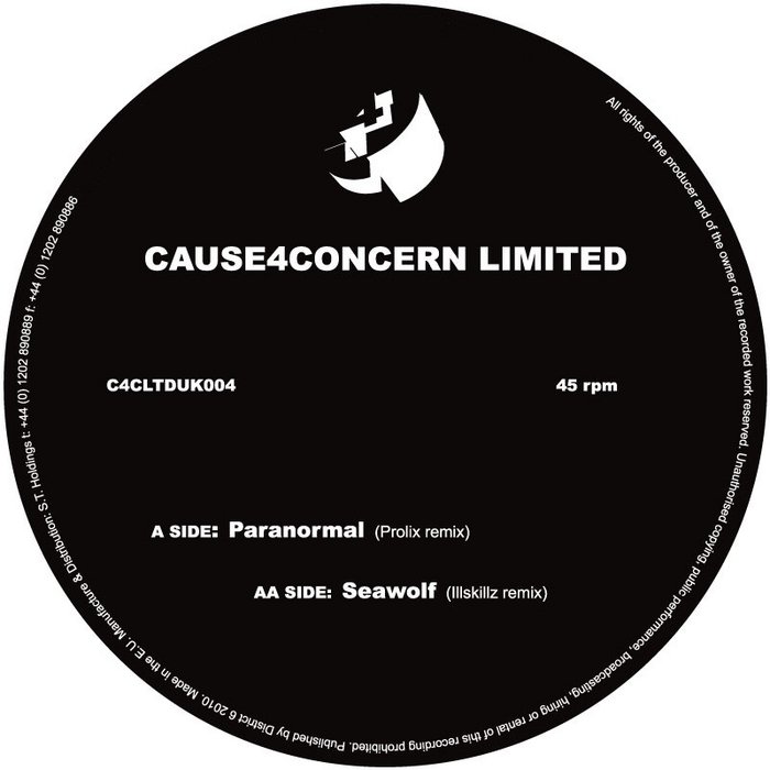 C a limited. Cause 4 concern. Cause4concern Paranormal (Prolix Remix) / Seawolf (ILLSKILLZ Remix). Cause4concern – Relentless (the sect Remix) / Groove Madness (State of Mind Remix). Cause 4 concern - Peep show.