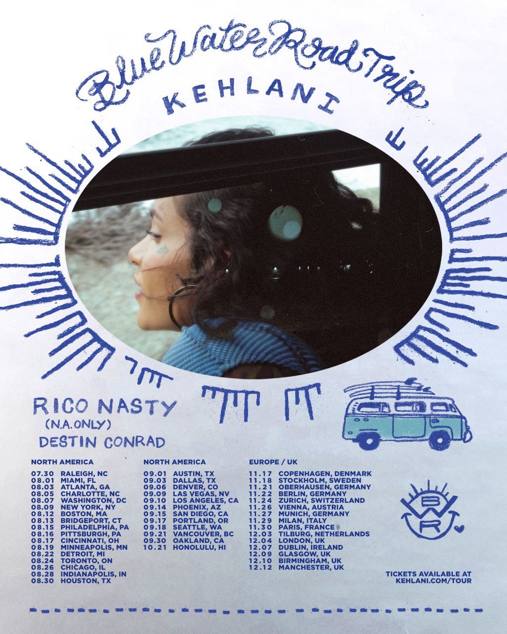 Sold Rico Nasty 2022 Kehlani Blue Water Roadtrip Shirt