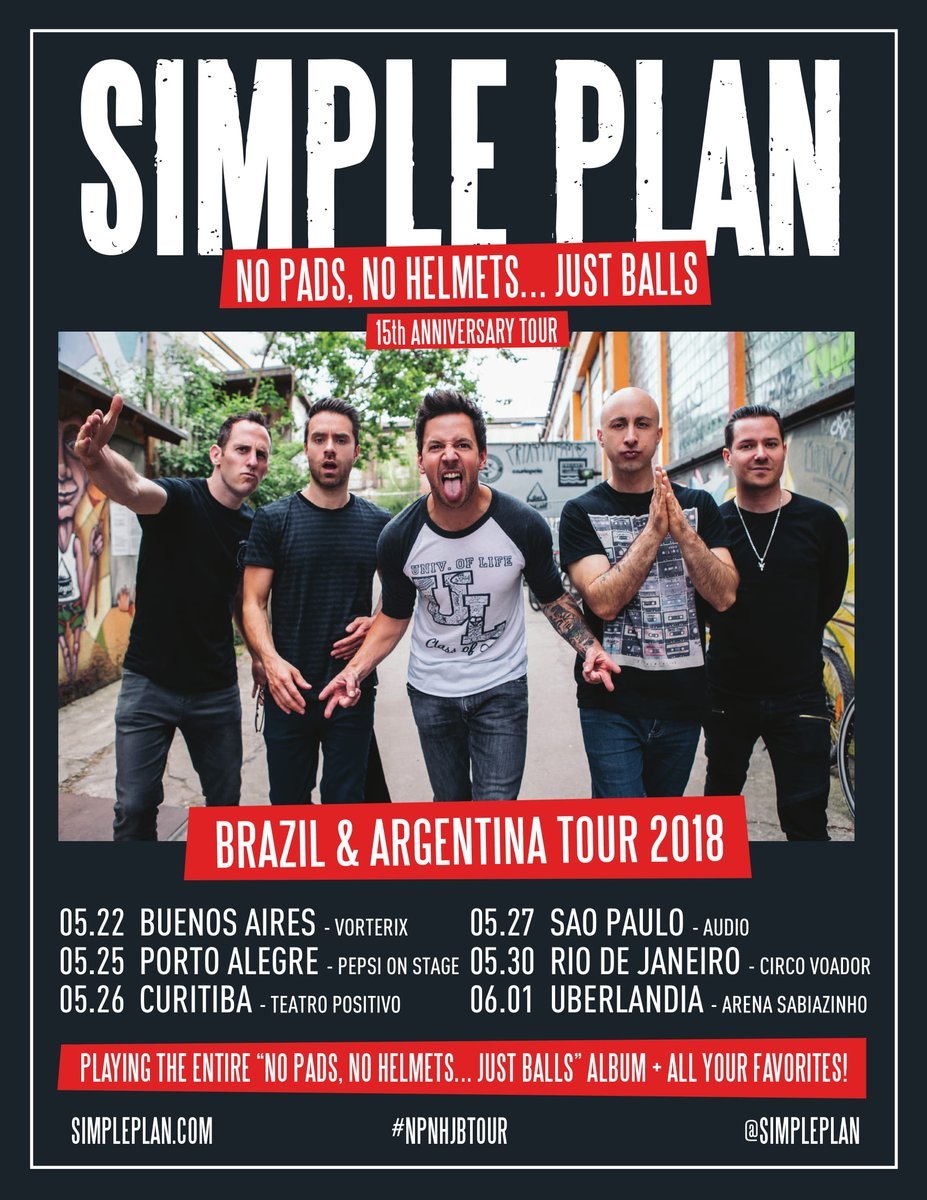 Simple Plan: No Pads, No Helmets... Just Balls 15 Year Anniversary Tour at  Audio (São Paulo) on 27 May 2018 | Last.fm
