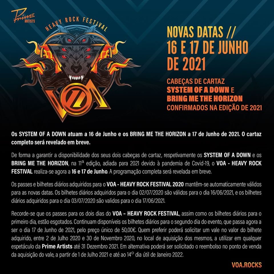 Voa Heavy Rock Festival 21 At Estadio Nacional Cruz Quebrada Oeiras On 16 Jun 21 Last Fm