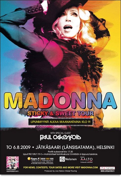 マドンナ　Sticky ＆ Sweet Tour France　貴重 ポスター Madonna poster - Sticky and Sweet Tour promo poster 11 x 17