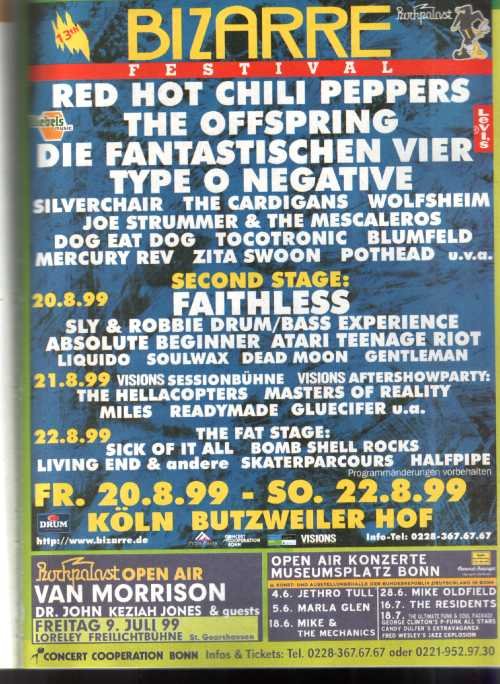 Bizarre Festival 1999 at Butzweiler Hof (Köln) on 20 Aug 1999 