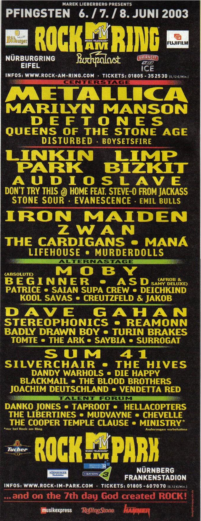 Rock Am Ring 2003 at Nürburgring (Nürburg) on 6 Jun 2003 | Last.fm