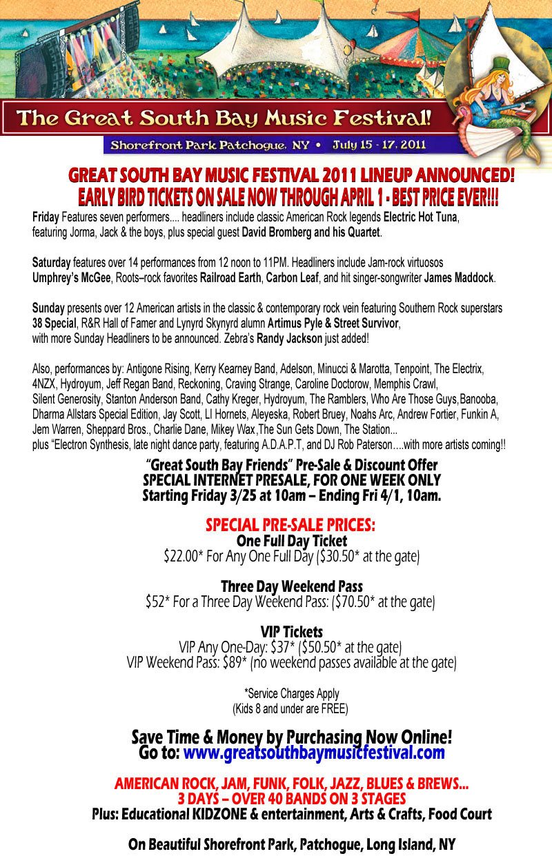 The Great South Bay Music Festival at Shore front Park (Patchogue) on 15  Jul 2011 | Last.fm