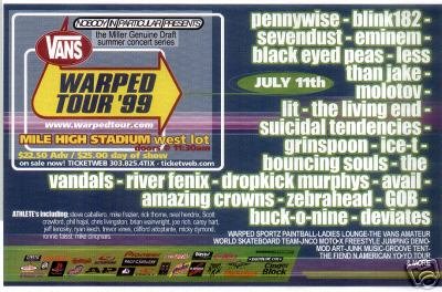 warped tour 1999 lineup