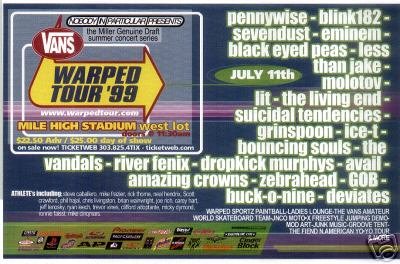 بيند سلطعون دفعة vans warped tour 1999 