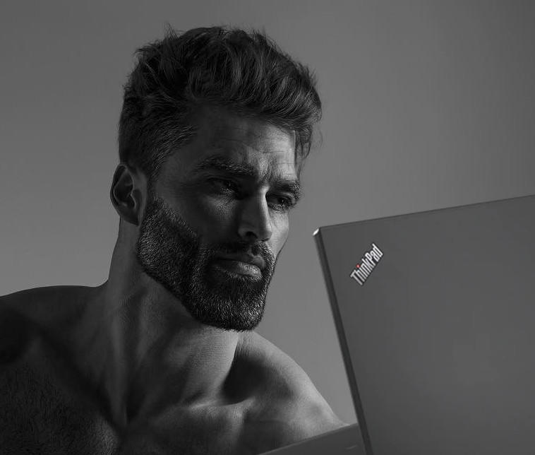 Черно белый мужчина мем. Арнест Холимов гигачад. Гигачад Геншин