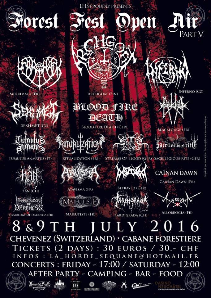 Forest Fest Open Air V @Chevenez (Switzerland) at Cabane forestière  (Chevenez) on 8 Jul 2016 | Last.fm