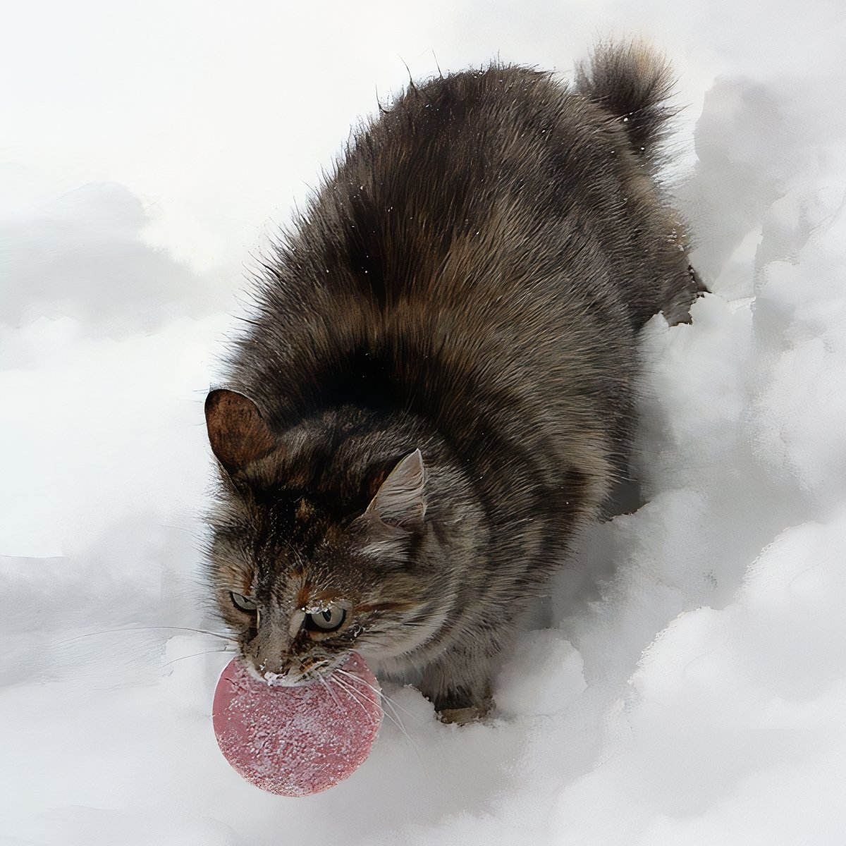 Кот добыча. Кот несет колбасу. Шкодливый кот. Сибирская кошка в снегу. Кот стащил колбасу.