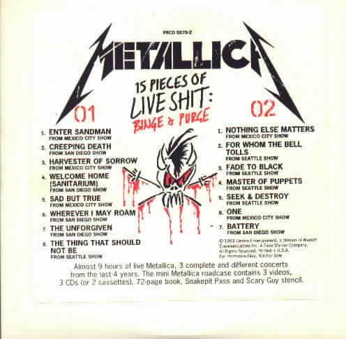 15 Pieces Of Live Shit: Binge & Purge — Metallica | Last.fm
