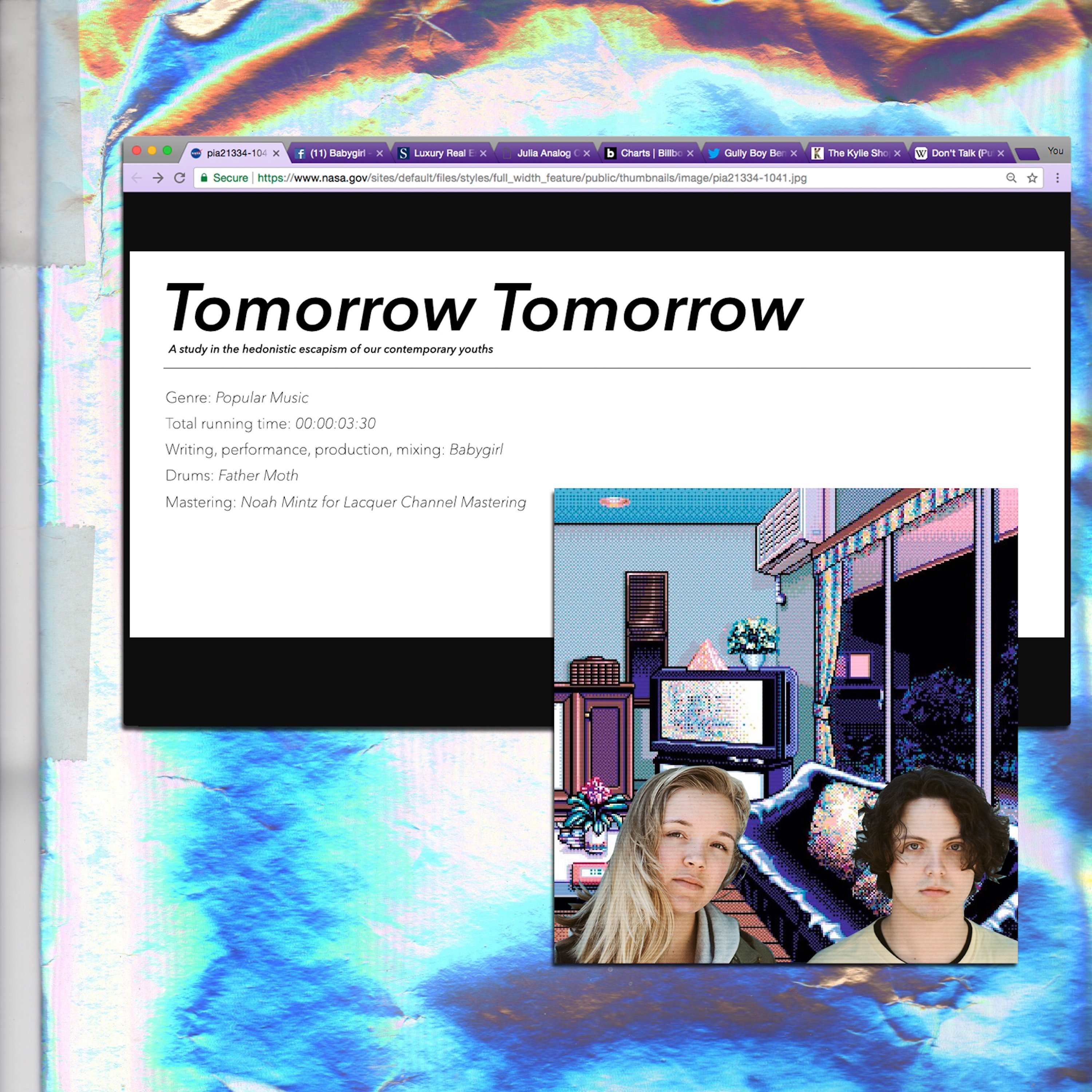Save tomorrow for tomorrow. Save tomorrow for tomorrow