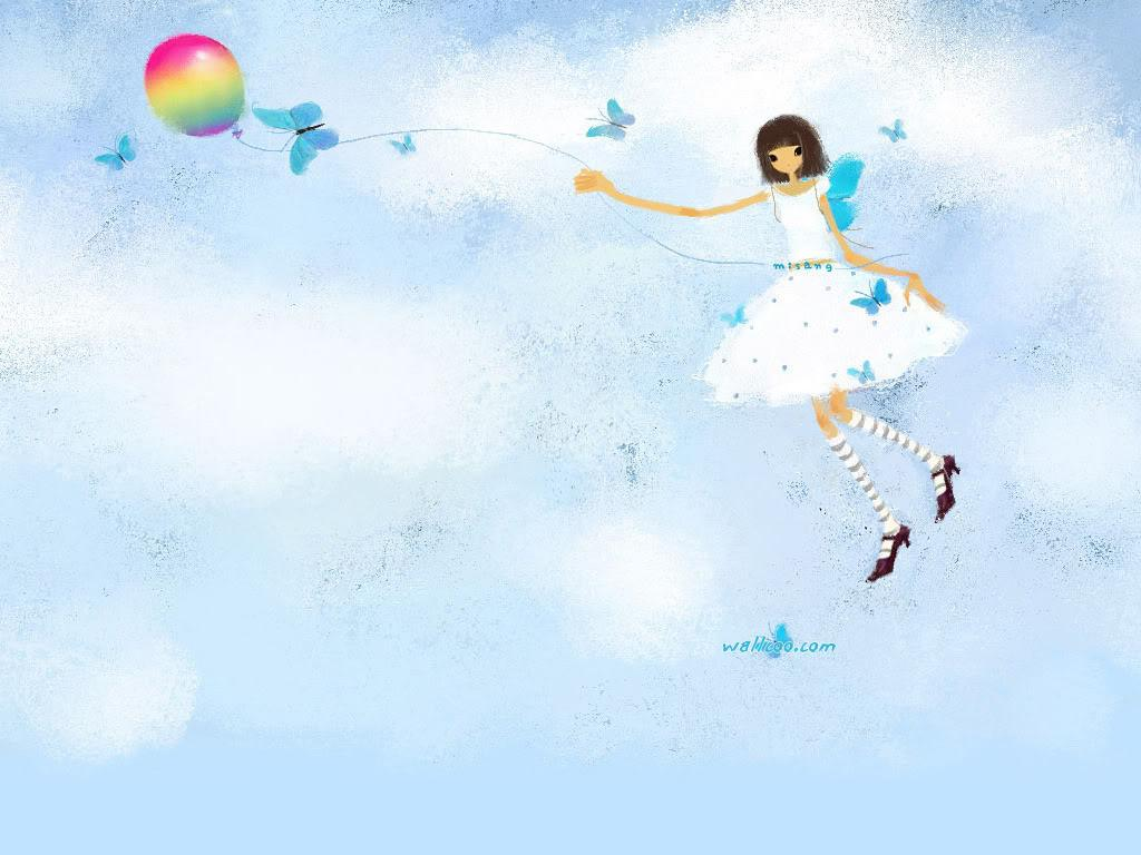 Корейский художник Mizzi. Девочка на облаке. Шарики девочке облака. Радость рисунок.