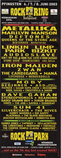 Rock Am Ring 2003 at Nürburgring (Nürburg) on 6 Jun 2003 | Last.fm