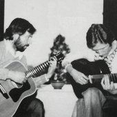 Kevin & David playing a Manchester gig, 1980