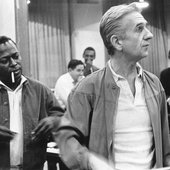 Gil Evans in the studio with Miles Davis, circa 1970. Michael Ochs Archives