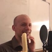 Ola Aurell with a banana