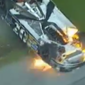 upside down and on fire