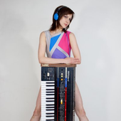 Patricia Hall (Soft Metals) with her Roland Juno-60