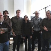 The Victor Mourning recording session for A Handful of Locusts L to R: Tim Kerr, Erik Wofford, Stephen Lee Canner, Lynne Adele, Stefan Keydel, Jad Fair