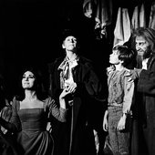 Michael Goodman as The Artful Dodger in OLIVER! with Georgia Brown as Nancy and Clive Revill as Fagin