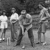 Rodgers playing croquet