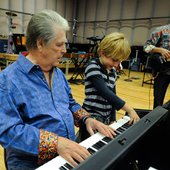 with son Dylan at Beach Boys rehearsal in 2012