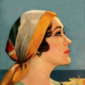 A drawing of Gloria Swanson by Penrhyn Stanlaws for the cover of The New Movie Magazine, September 1930