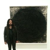 Stephen O'Malley with Richard Serra's \"Out-Of-Round X\" in 2011