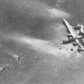 Aerial photo of the B-24D Liberator "Lady Be Good" discovered in the Libyan Desert in 1958