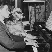 Young Glenn Gould with dog