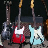 Some of his (stolen) babies.... Red Telly, Blue Strat and Takamine gone: