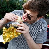 Colin Dieden eating a quesalupa