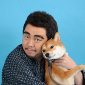 Rekishi with dog