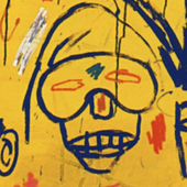 Rammellzee as depicted in Basquiat's "Hollywood Africans" in 1983